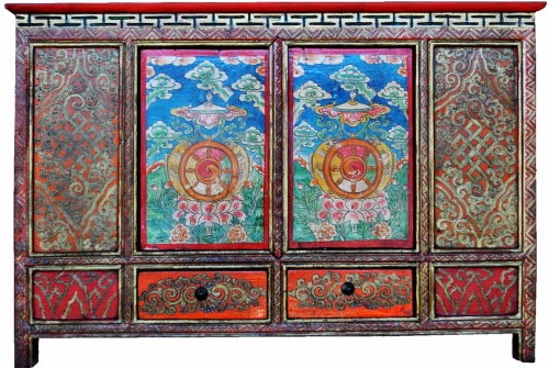 Tibetan dharma wheel cabinet